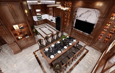 Thiết kế nội thất chung cư cổ điển gỗ cao cấp